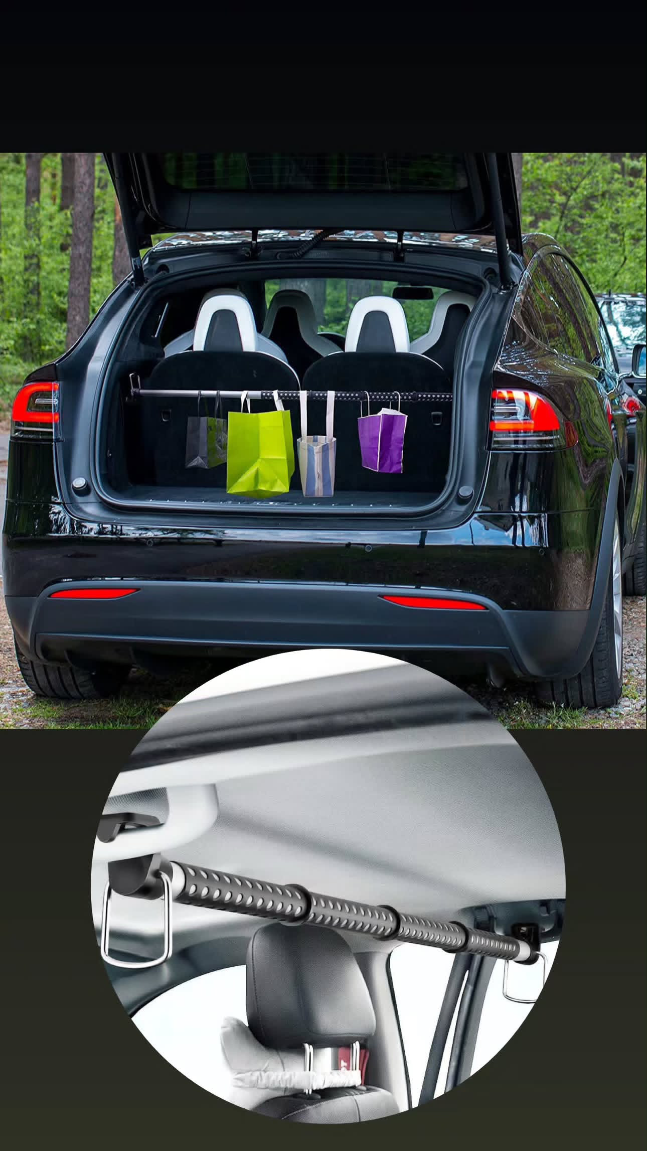 آویز لباس خودرو گرین لاین مدل Car Expandable Clothes Bar