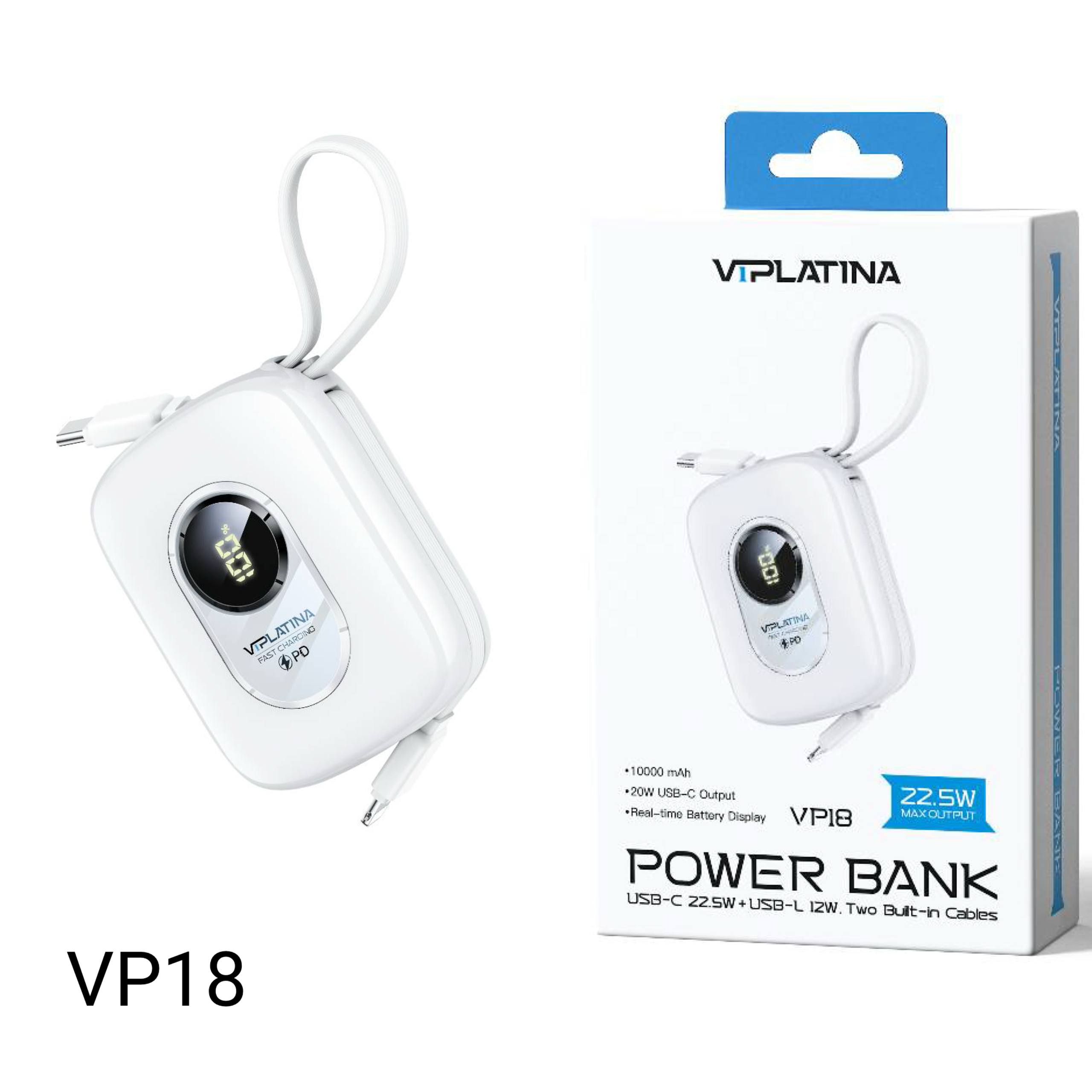 پاوربانک 22.5W وی آی پلاتینا VIPLATINA VP18 ظرفیت 10000 میلی آمپر ساعت