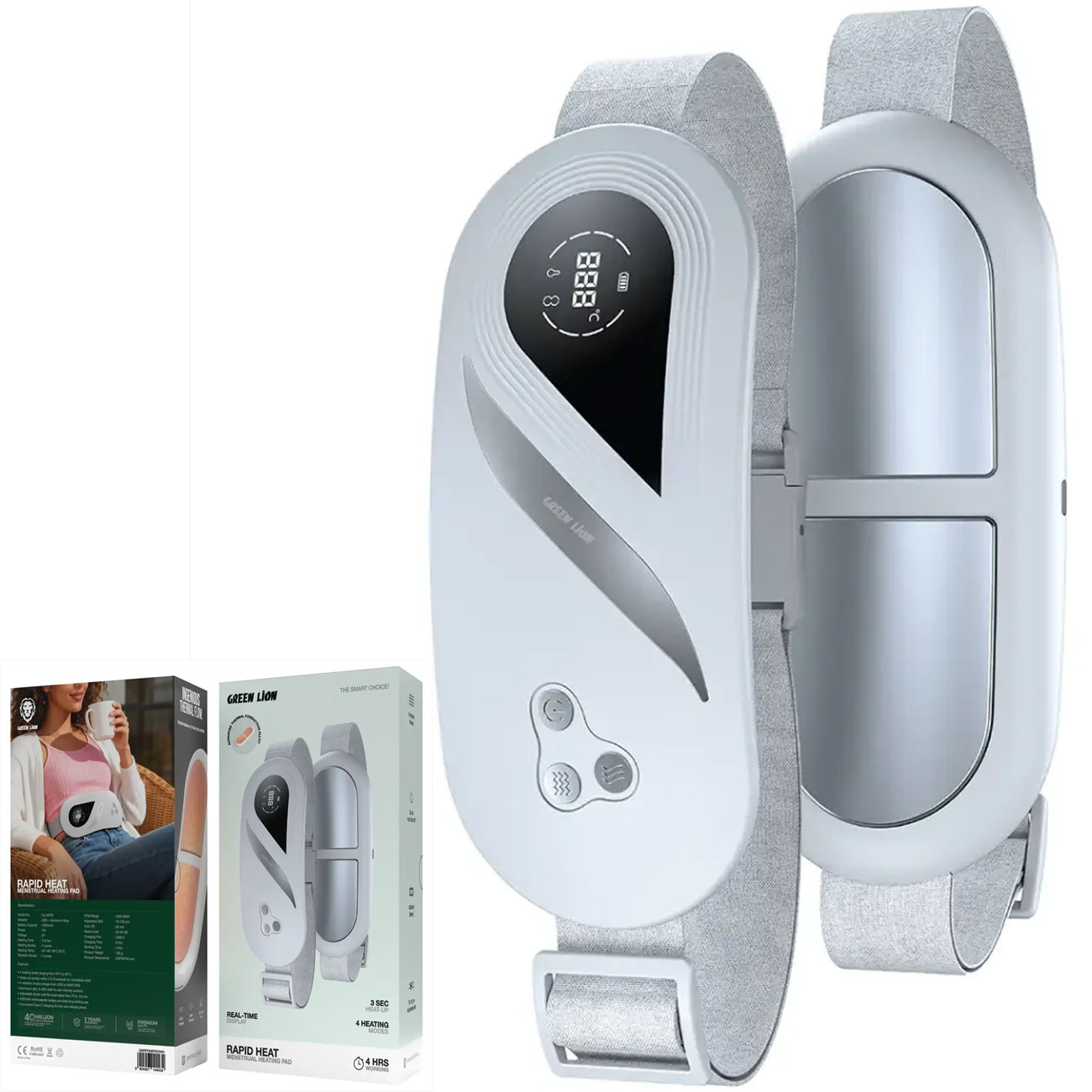 ماساژور شکم گرم کننده قاعدگی بانوان  گرین لاین مدل GREEN LION PAPID HEAT GL-MP30 GNRPDMEPAD