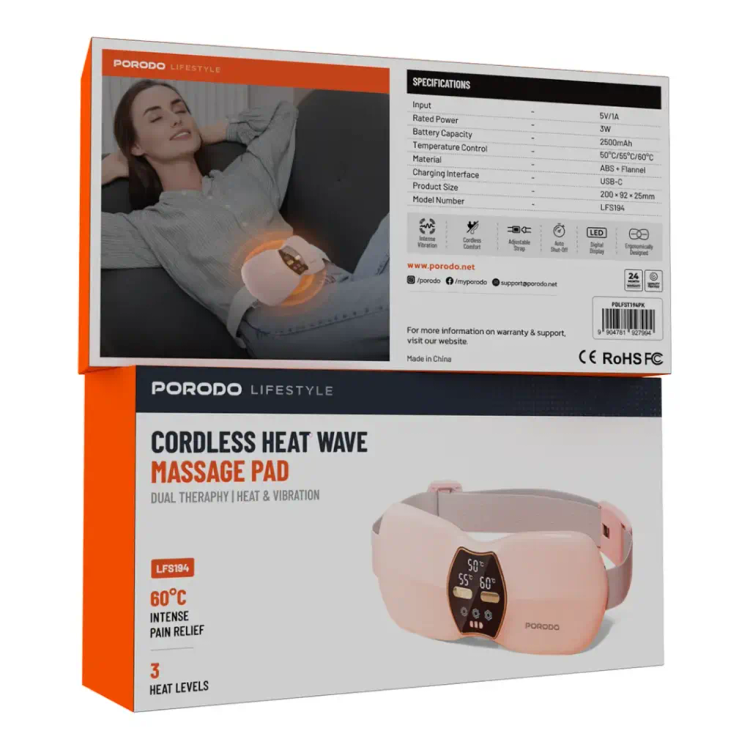 ماساژ حرارتی  قاعدگی شکم بانوان پرودو مدل Cordless Heat Wave Massage Pad