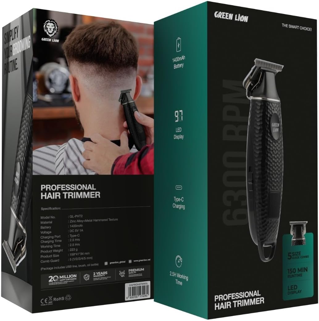 ماشین اصلاح و خط زن حرفه‌ای مو , سر و صورت گرین لاین Green Lion Professional Hair Trimmer 1400mAh
