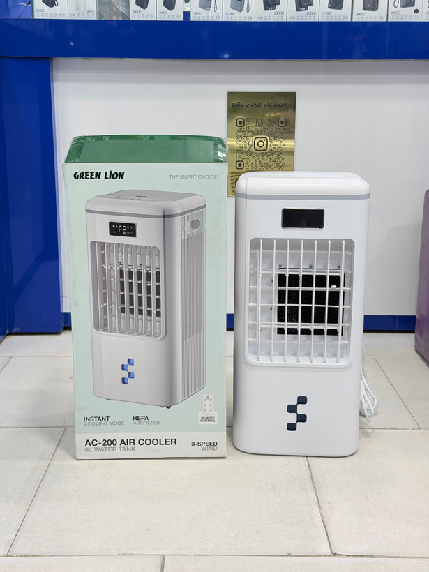 کولر آبی قابل حمل گرین لاین AC-200 با مخزن 6 لیتری مدل GNAC2006LWH