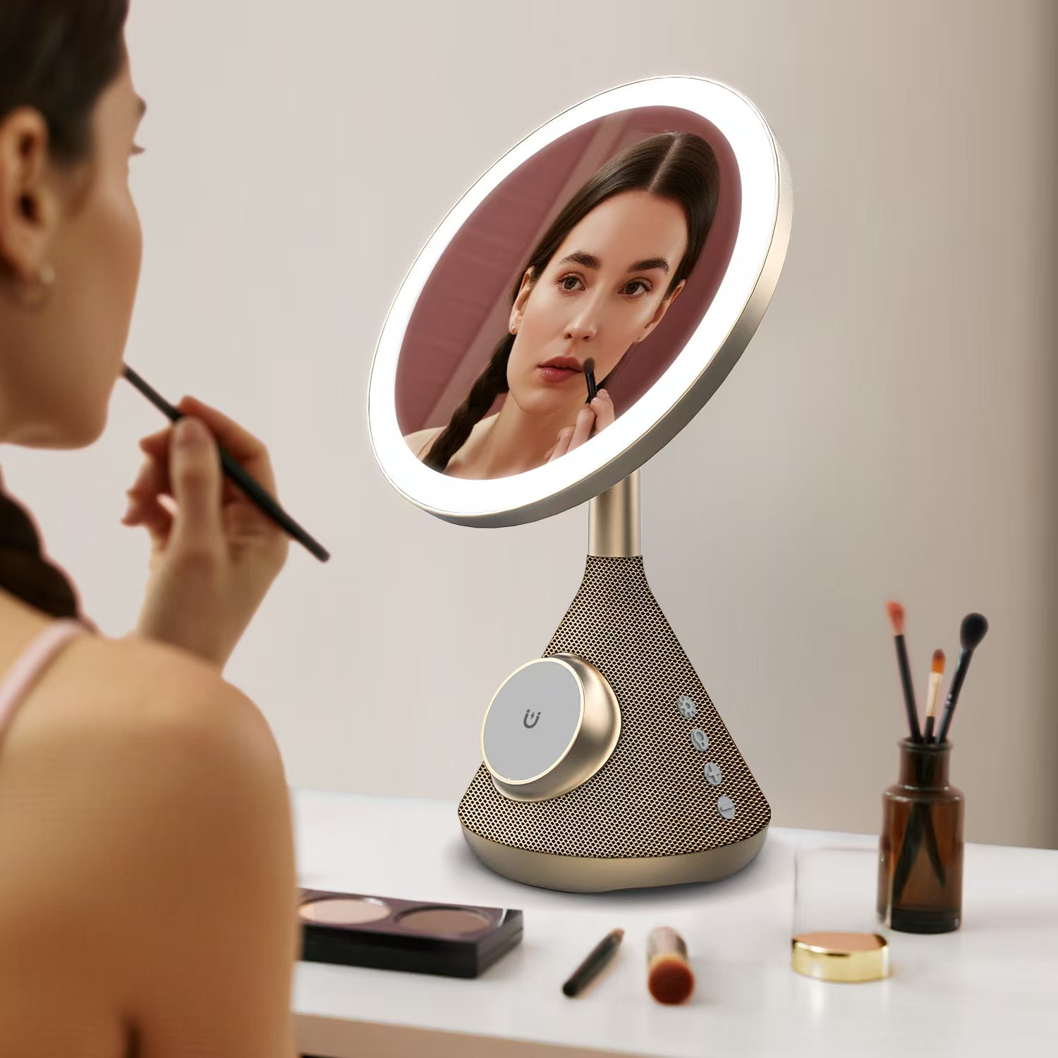 آینه آرایشی و اسپیکر چندکاره پرودو مدل LED MAKEUP MIRROR