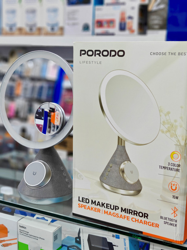 آینه آرایشی و اسپیکر چندکاره پرودو مدل LED MAKEUP MIRROR