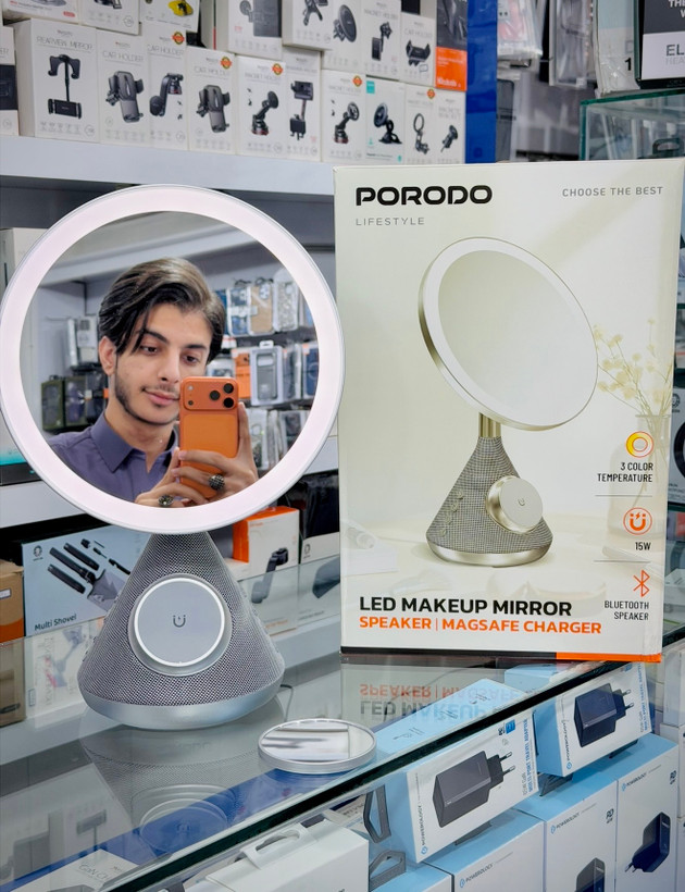 آینه آرایشی و اسپیکر چندکاره پرودو مدل LED MAKEUP MIRROR