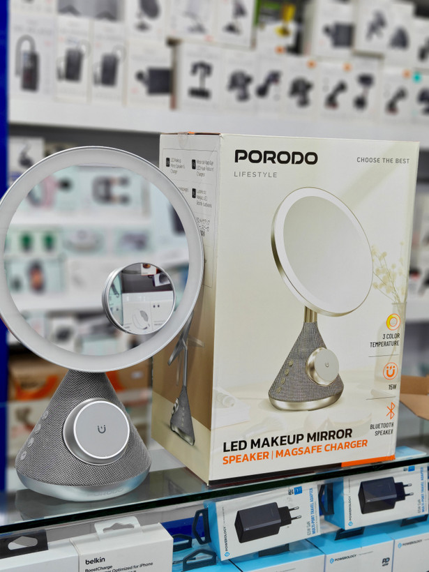 آینه آرایشی و اسپیکر چندکاره پرودو مدل LED MAKEUP MIRROR