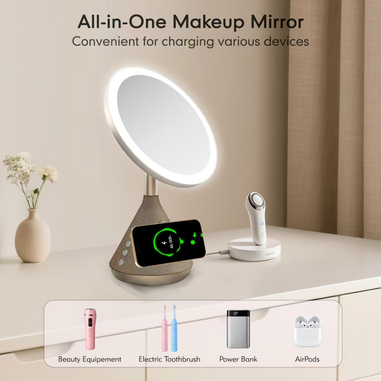 آینه آرایشی و اسپیکر چندکاره پرودو مدل LED MAKEUP MIRROR