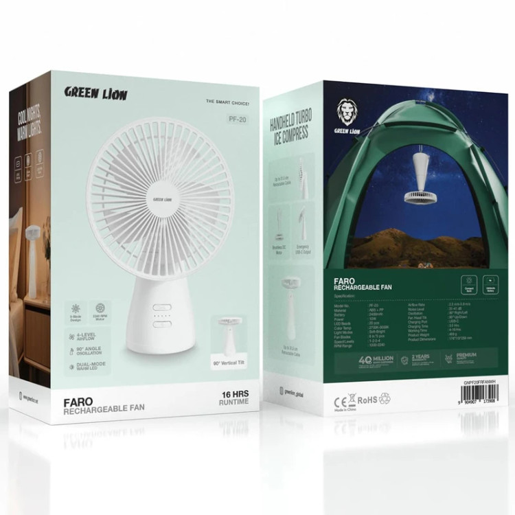 پنکه شارژی فارو گرین Green Lion Faro Rechargeable Fan