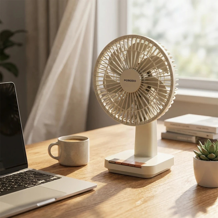 پنکه رومیزی شارژی پرودو مدل PDLFSTDF1 Porodo Chillo Desk Portable Desk Fan