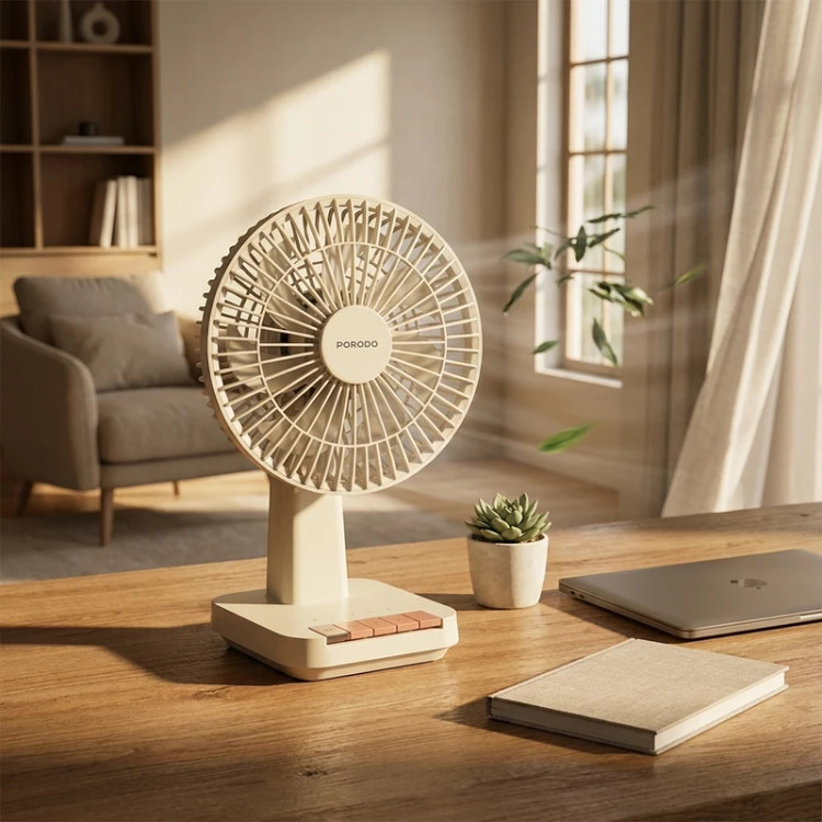 پنکه رومیزی شارژی پرودو مدل PDLFSTDF1 Porodo Chillo Desk Portable Desk Fan