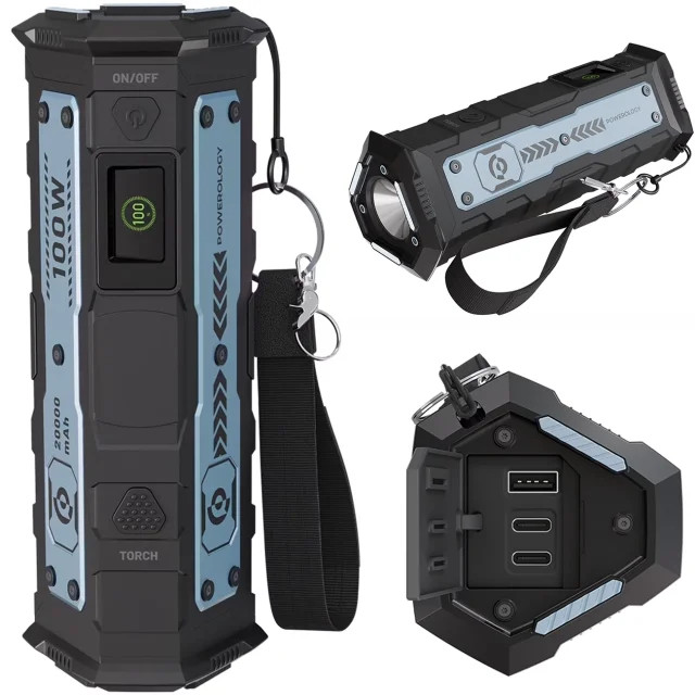 پاور بانک 20000 ۱۰۰ واتی پاورولوژی Powerology مدل PPBCHA91BK با چراغ قوه