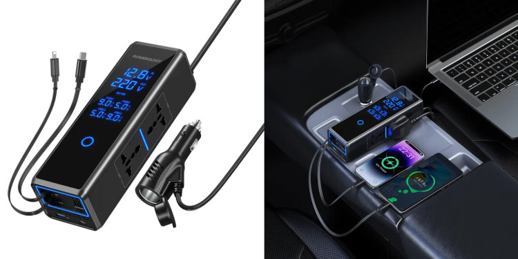 اینورتر فندکی 300 واتی دو پریز برق پاورولوژی(PWCPI300W)Powerology 300W x2 AC Socket Car Power Inverter – Black