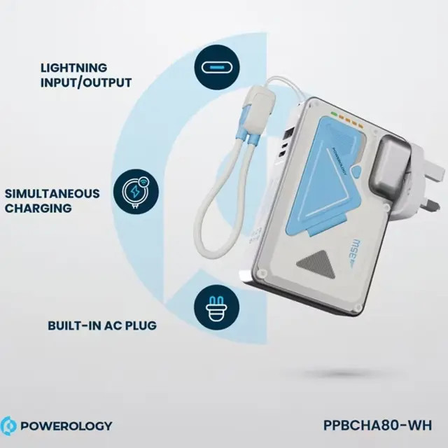 پاور بانک 10000 وایرلس و شارژر دیواری پاورولوژی Powerology PPBCHA80 برای آیفون و اندروید